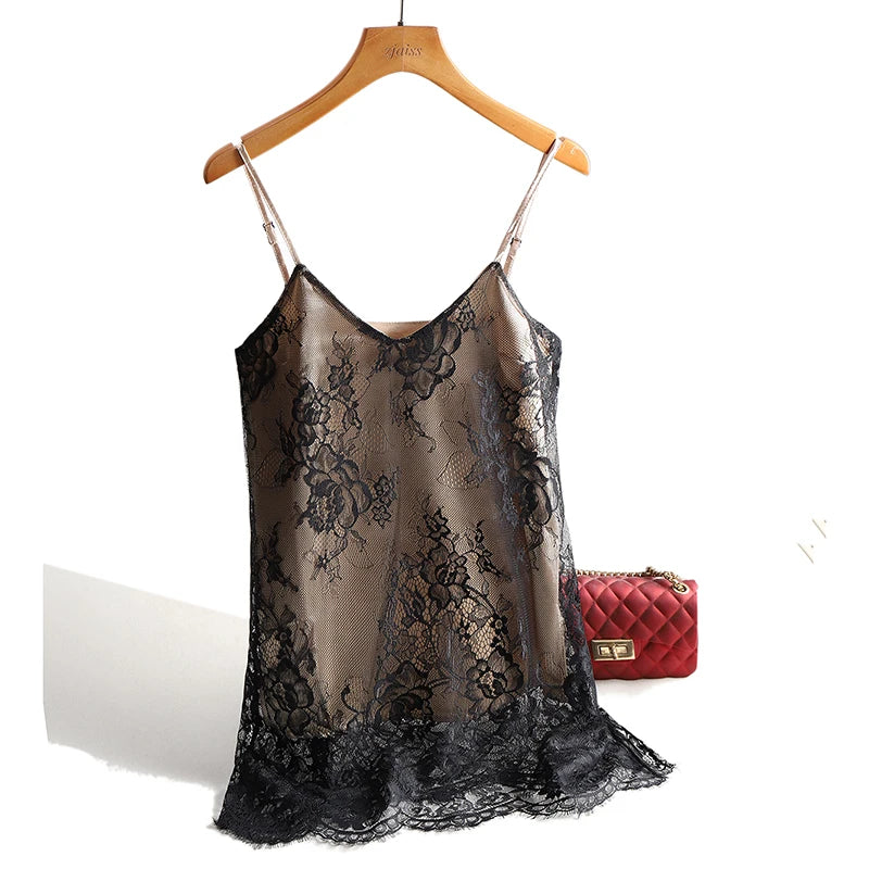 Sweet Whisper Lace Satin Tank