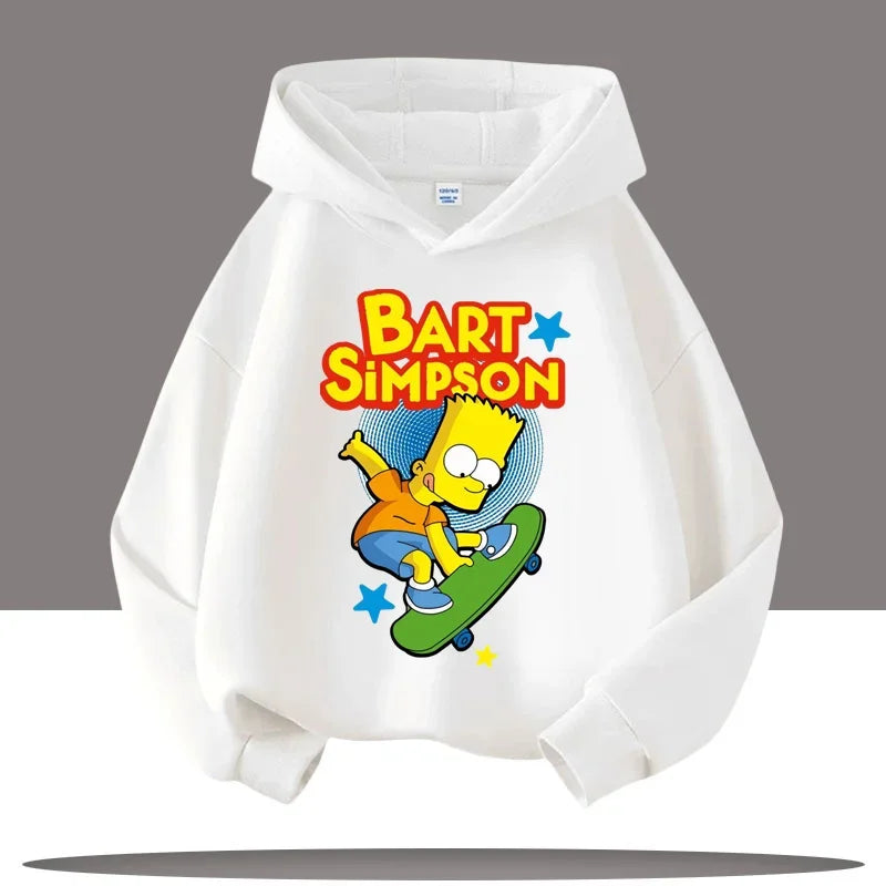 2025 New Style Boys' Sport Shirt Girls' Casual Top Simpson Bart Cartoon Print Children's Hooded Coat Fall/Winter Clothing