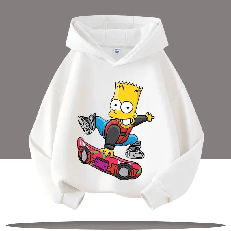 2025 New Style Boys' Sport Shirt Girls' Casual Top Simpson Bart Cartoon Print Children's Hooded Coat Fall/Winter Clothing