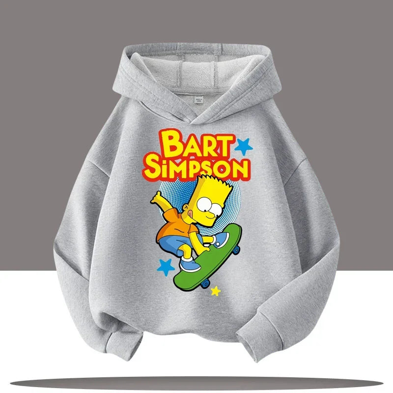 2025 New Style Boys' Sport Shirt Girls' Casual Top Simpson Bart Cartoon Print Children's Hooded Coat Fall/Winter Clothing