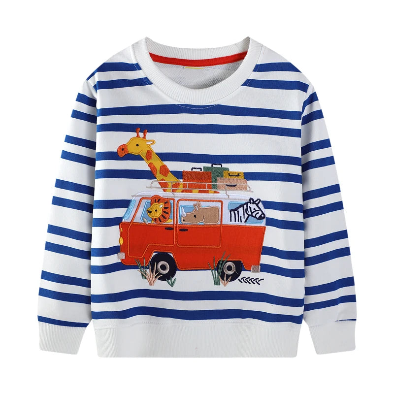 Little maven Baby Boys 2025 Autumn Spring Children’s Clothing Cotton Cartoon Animals Sweatshirt Toddler Kids Clothes 2-7 year