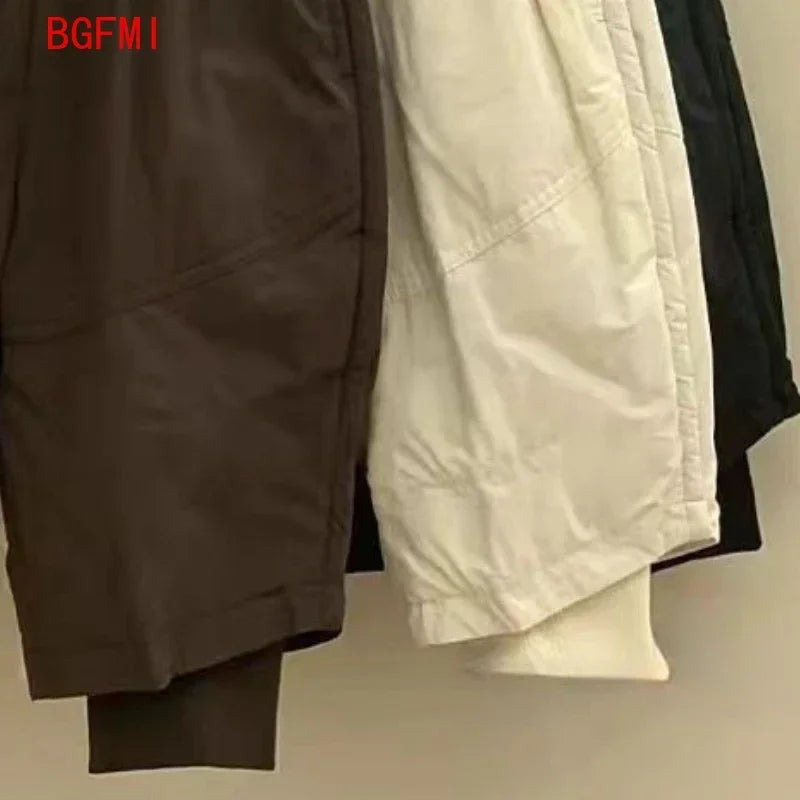 1-10Y Boys Girls Autumn Winter Clothing Thin Cotton-padded Trousers Ankle Binding Pants Loose Fake Two Items Casual Pants