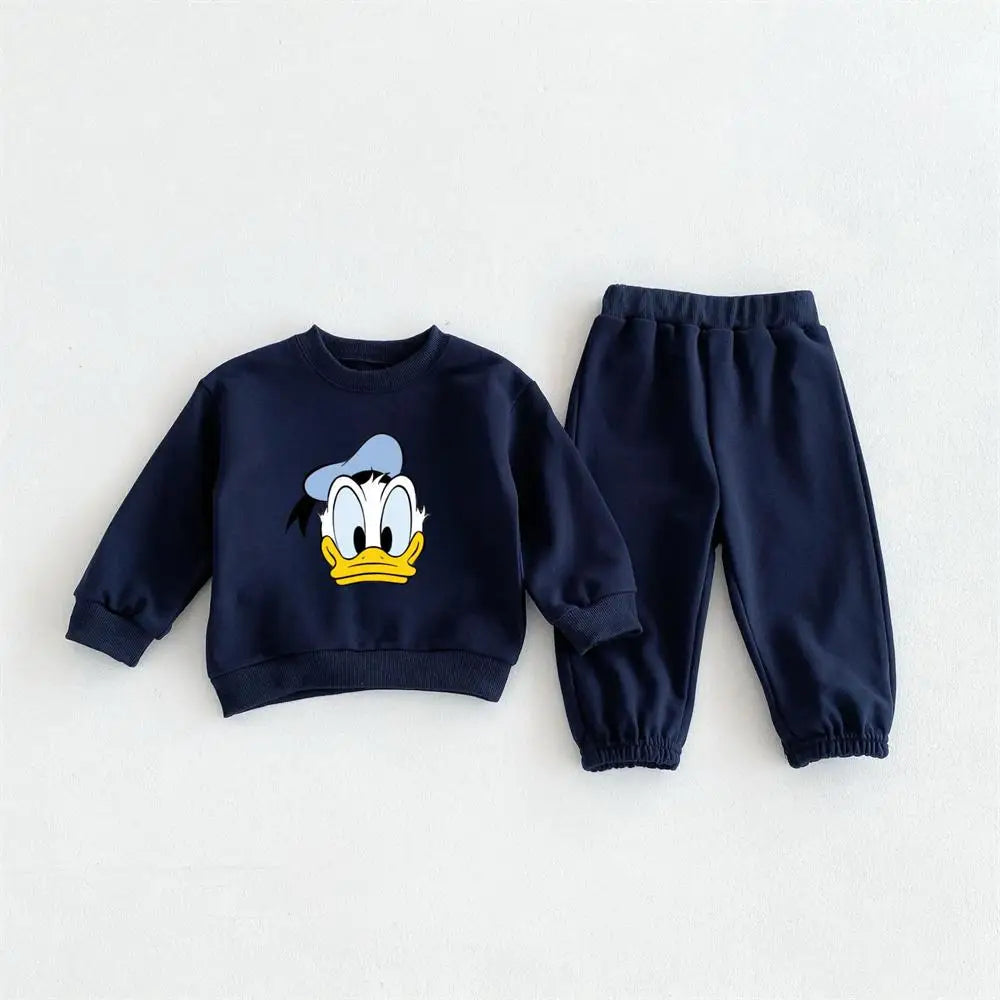 Cartoon Stitch Printed Sweatshirt Loose Pants Two Piece Set Kids 2026 Autumn Clothing Cute Hoodie All-match Pants For Girls