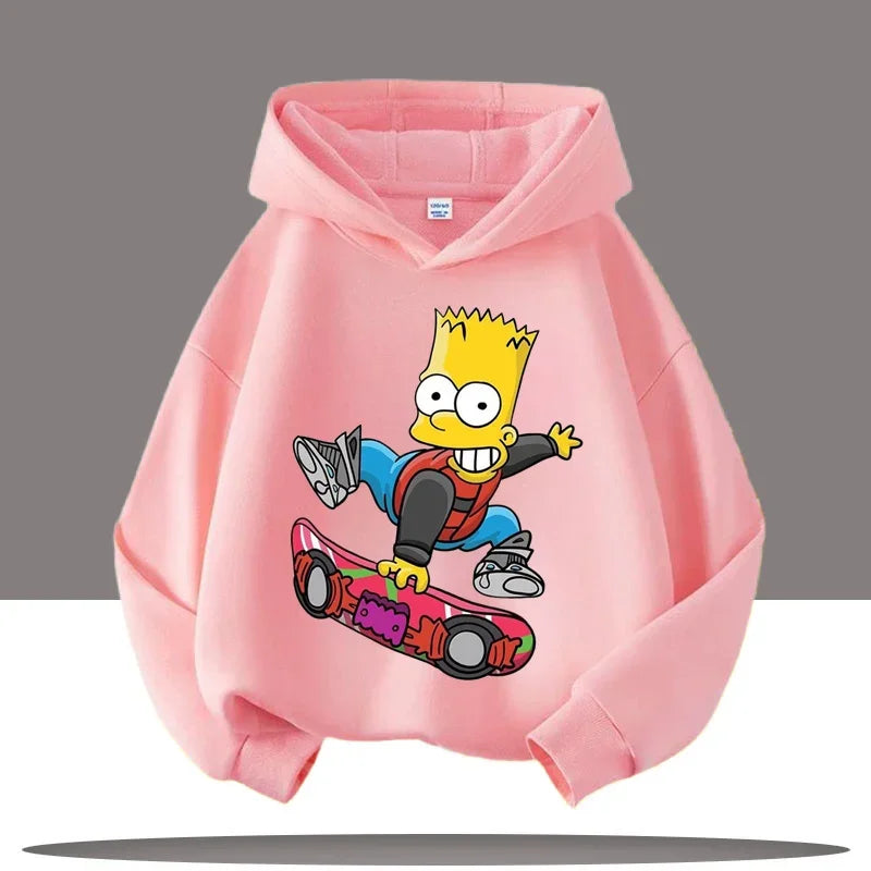 2025 New Style Boys' Sport Shirt Girls' Casual Top Simpson Bart Cartoon Print Children's Hooded Coat Fall/Winter Clothing