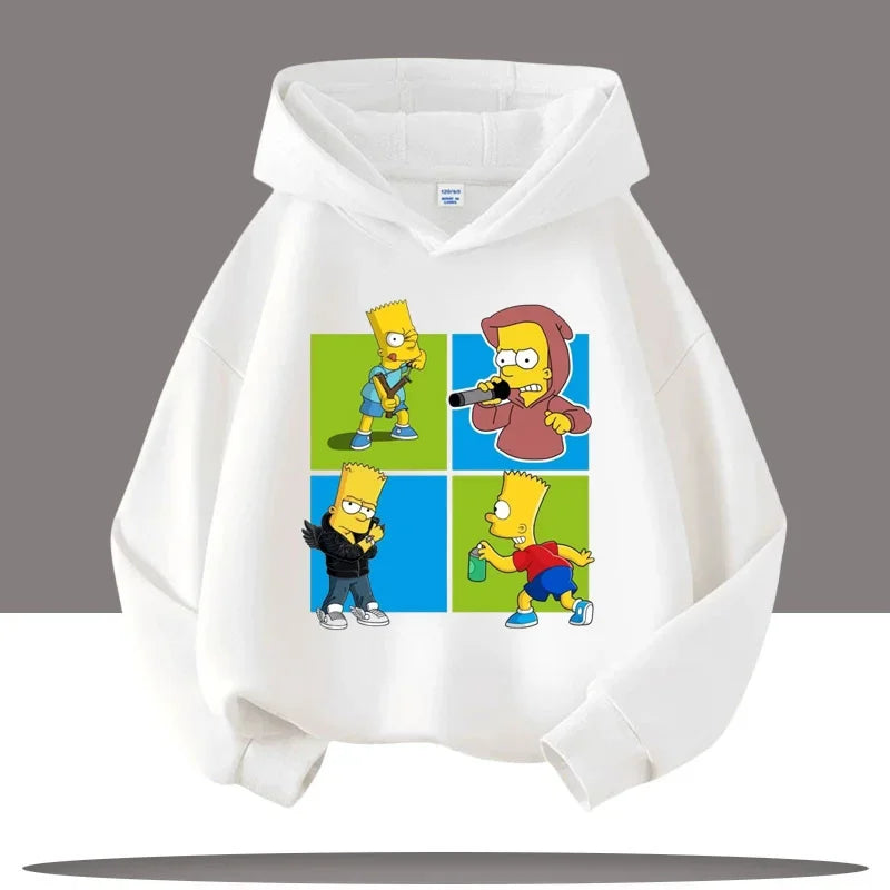 2025 New Style Boys' Sport Shirt Girls' Casual Top Simpson Bart Cartoon Print Children's Hooded Coat Fall/Winter Clothing