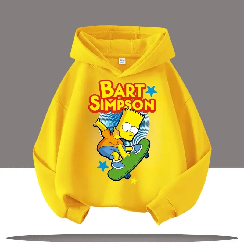 2025 New Style Boys' Sport Shirt Girls' Casual Top Simpson Bart Cartoon Print Children's Hooded Coat Fall/Winter Clothing