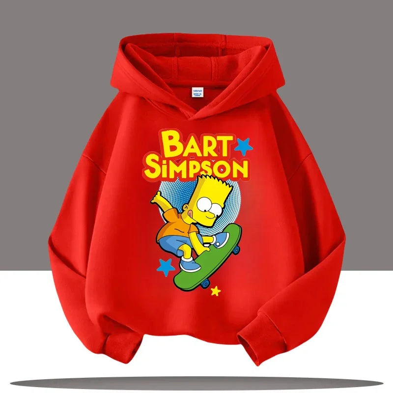 2025 New Style Boys' Sport Shirt Girls' Casual Top Simpson Bart Cartoon Print Children's Hooded Coat Fall/Winter Clothing