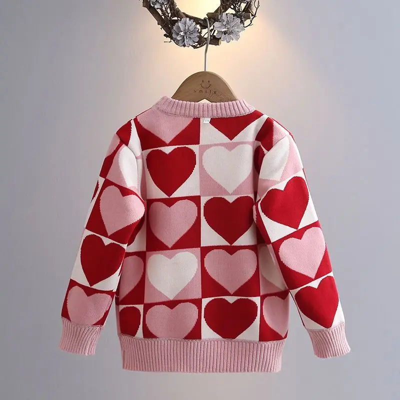 Girls' Sweater Thickened Autumn/Winter New Fashionable Western Style Children's Knitted Sweater Girls' Top Sweet and Cute