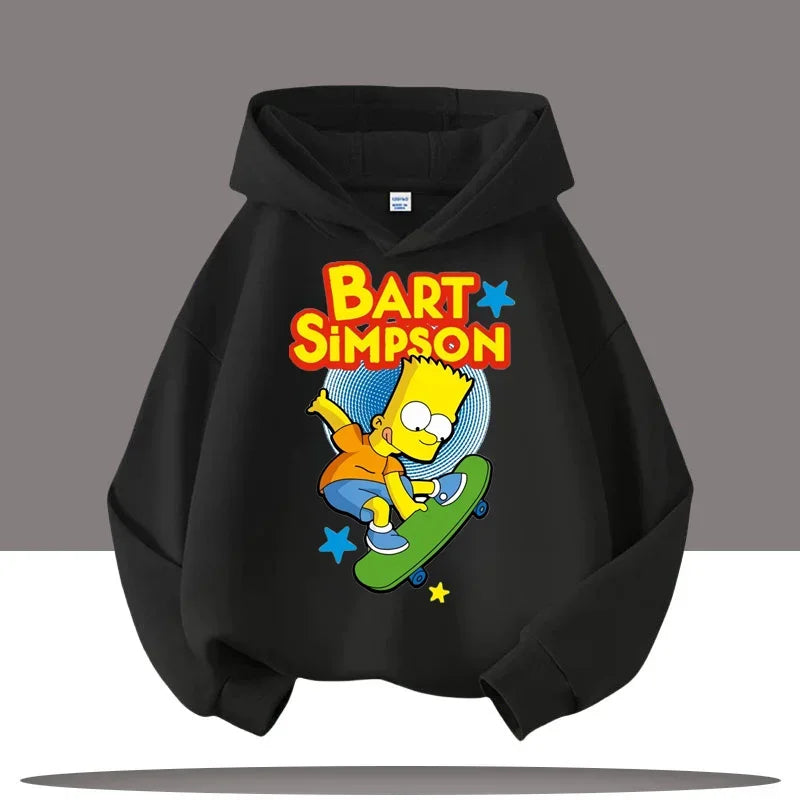 2025 New Style Boys' Sport Shirt Girls' Casual Top Simpson Bart Cartoon Print Children's Hooded Coat Fall/Winter Clothing
