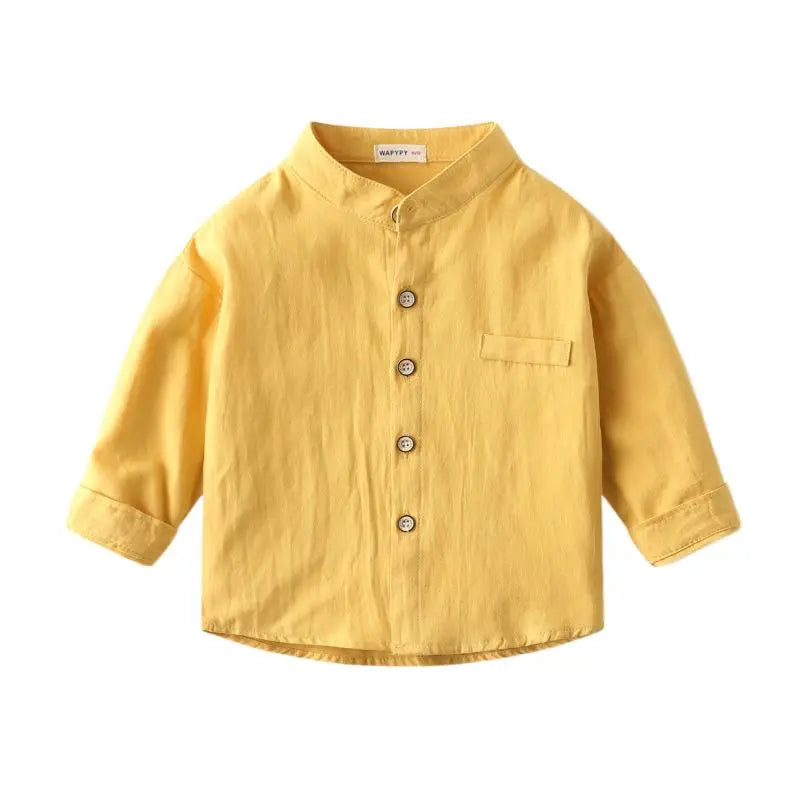 Boys Clothes Baby Boy Shirt Buttons Soft Cotton Kids Blouse Boutique Infantil 1 to 2 3 4 5 6 7 Yrs Casual White Blue Yellow Tops