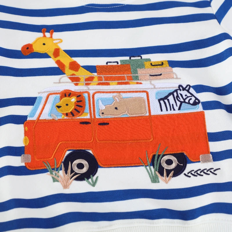 Little maven Baby Boys 2025 Autumn Spring Children’s Clothing Cotton Cartoon Animals Sweatshirt Toddler Kids Clothes 2-7 year