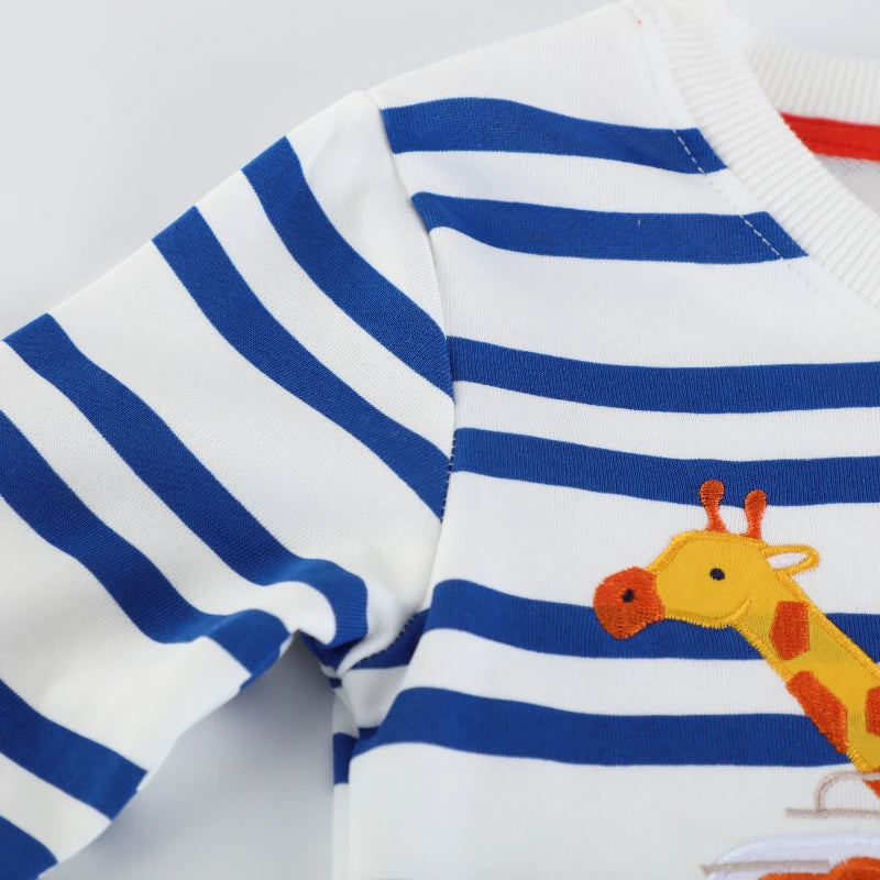 Little maven Baby Boys 2025 Autumn Spring Children’s Clothing Cotton Cartoon Animals Sweatshirt Toddler Kids Clothes 2-7 year
