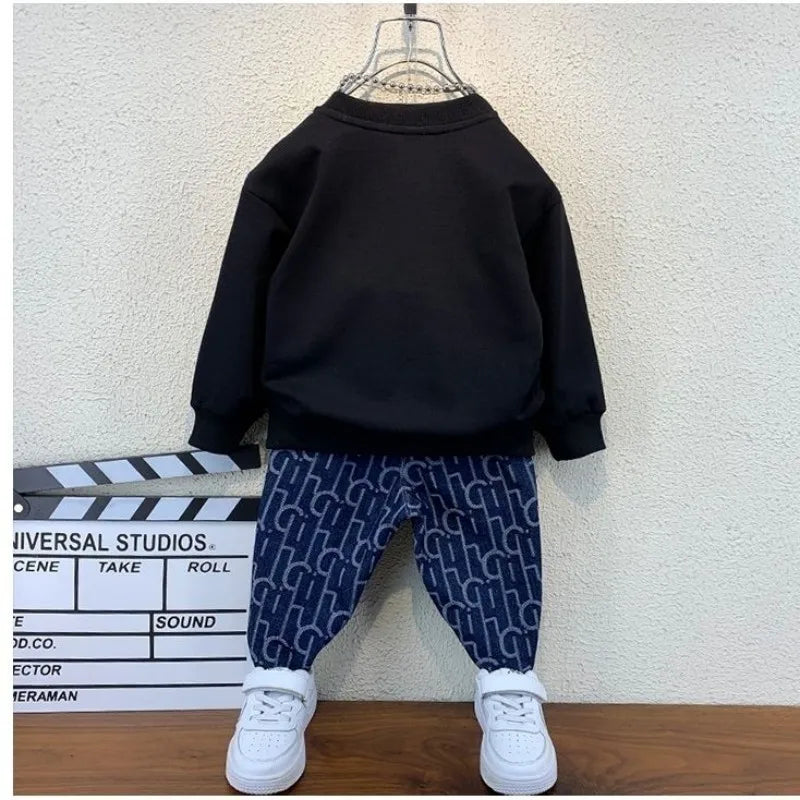 Boys suits spring and autumn new children's casual sweater pants two-piece suits boys clothes suits children's clothing