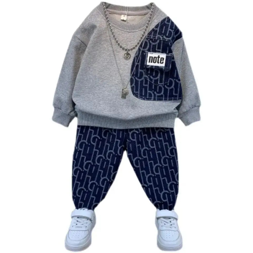 Boys suits spring and autumn new children's casual sweater pants two-piece suits boys clothes suits children's clothing