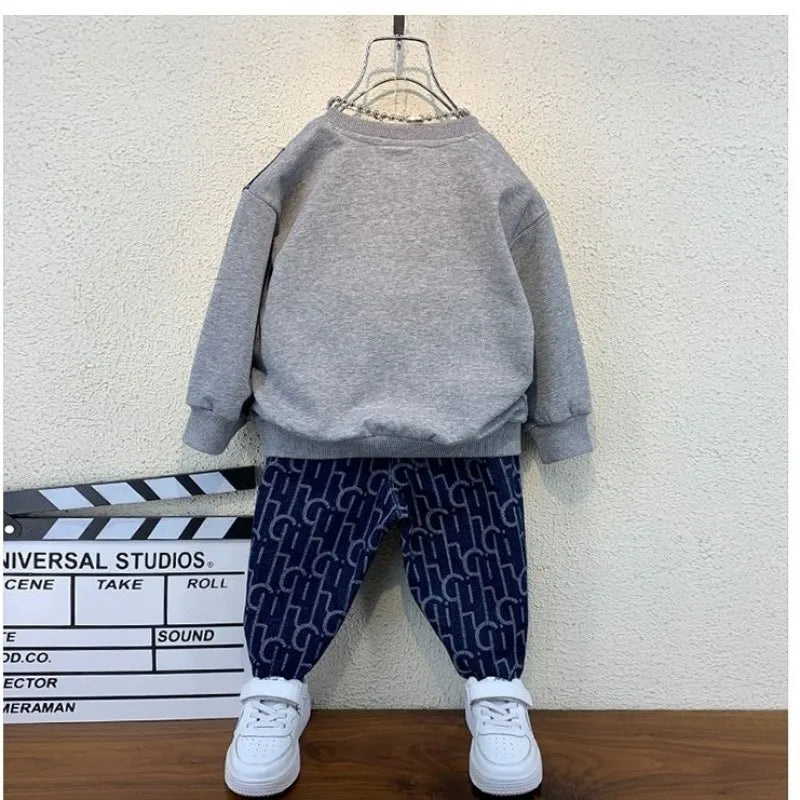 Boys suits spring and autumn new children's casual sweater pants two-piece suits boys clothes suits children's clothing
